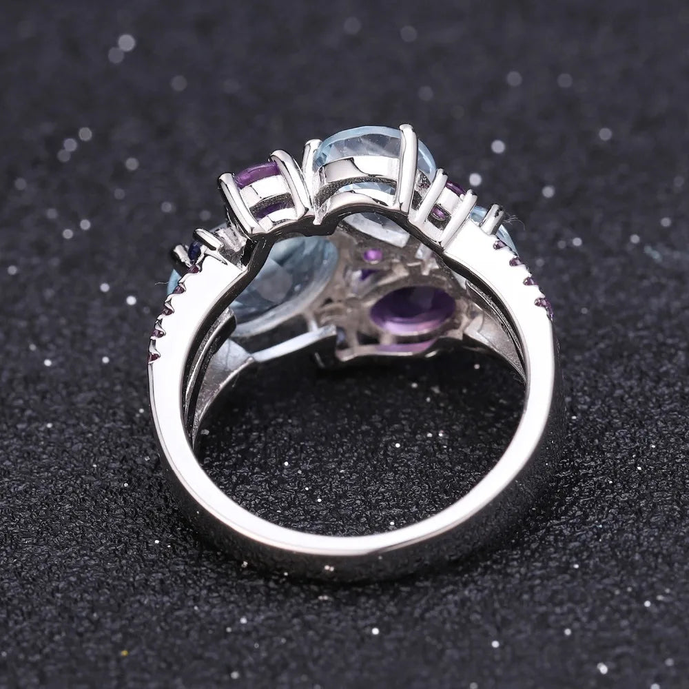 Sky Blue Topaz and Amethyst Ring.