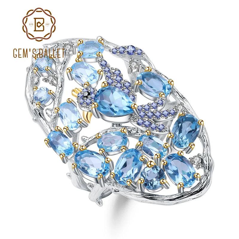 GEM'S BALLET 925 Sterling Silver Handmade  Ring for Women.
