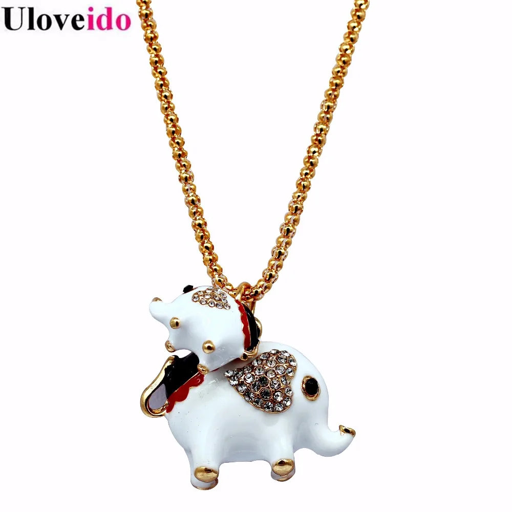 Uloveido Good Luck  Elephant Necklace Pendant For Kids and Women.