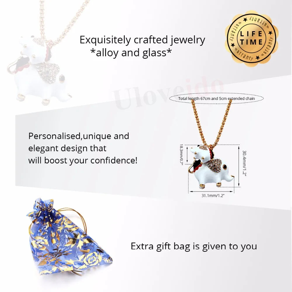 Uloveido Good Luck  Elephant Necklace Pendant For Kids and Women.