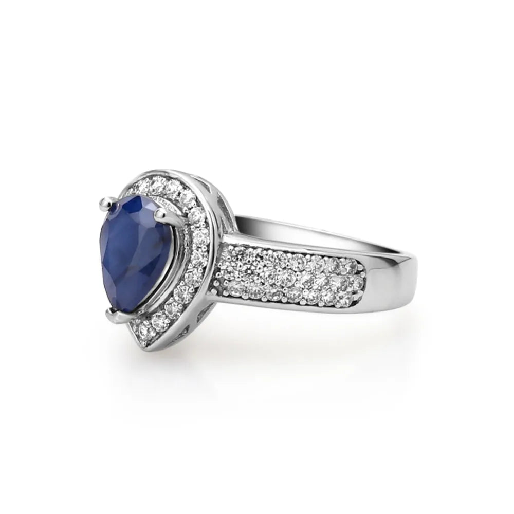 GEM'S BALLET Classic Natural Blue Sapphire  Jewelry Set. (925 Sterling Silver)