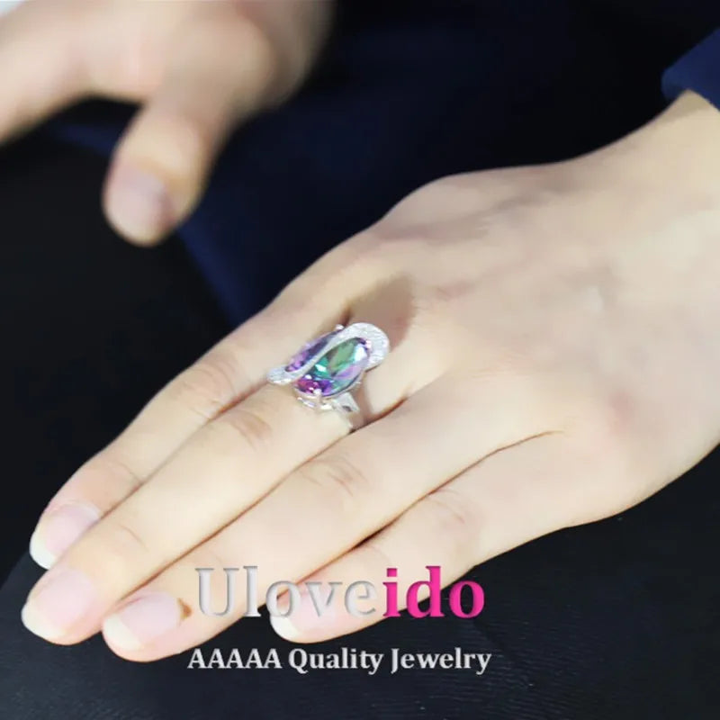 Uloveido Rainbow Silver  Ring for Women.