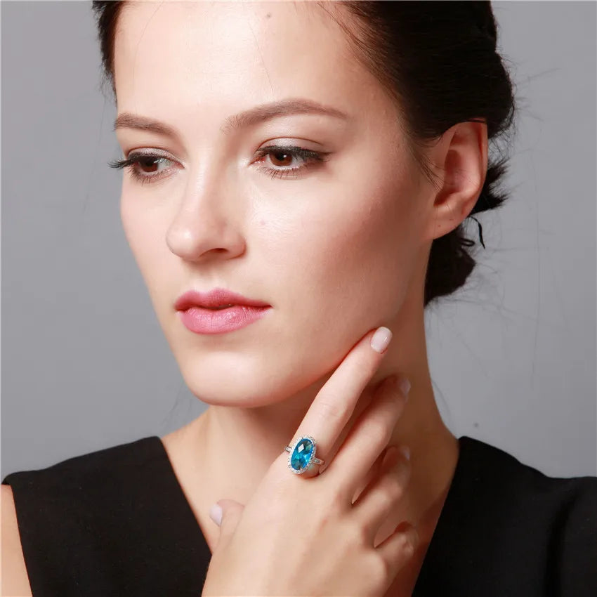 Uloveido Big Crystal Colorful Rings For Women.