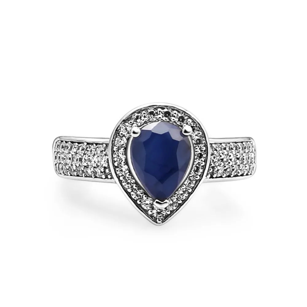 GEM'S BALLET Classic Natural Blue Sapphire  Jewelry Set. (925 Sterling Silver)