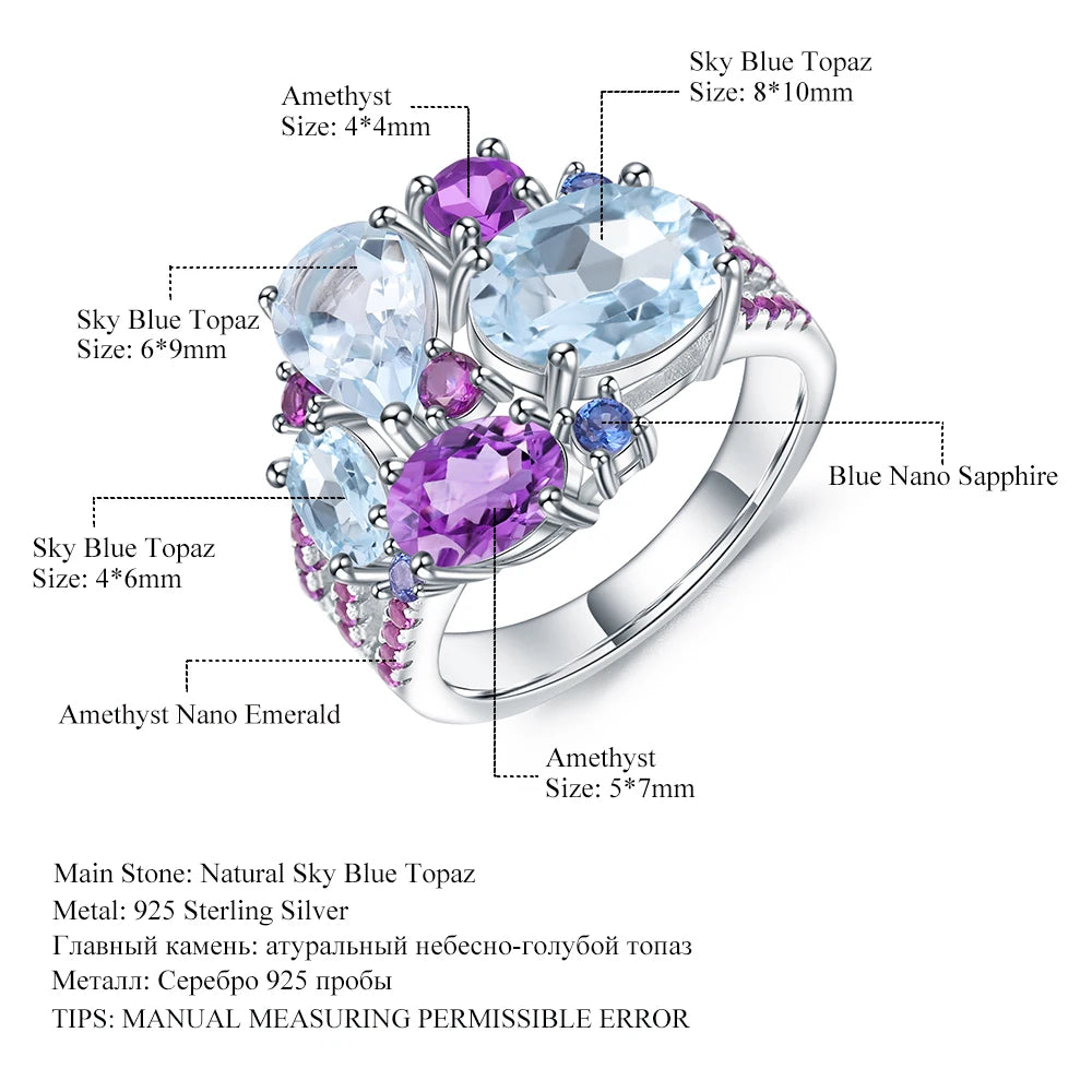 Sky Blue Topaz and Amethyst Ring.