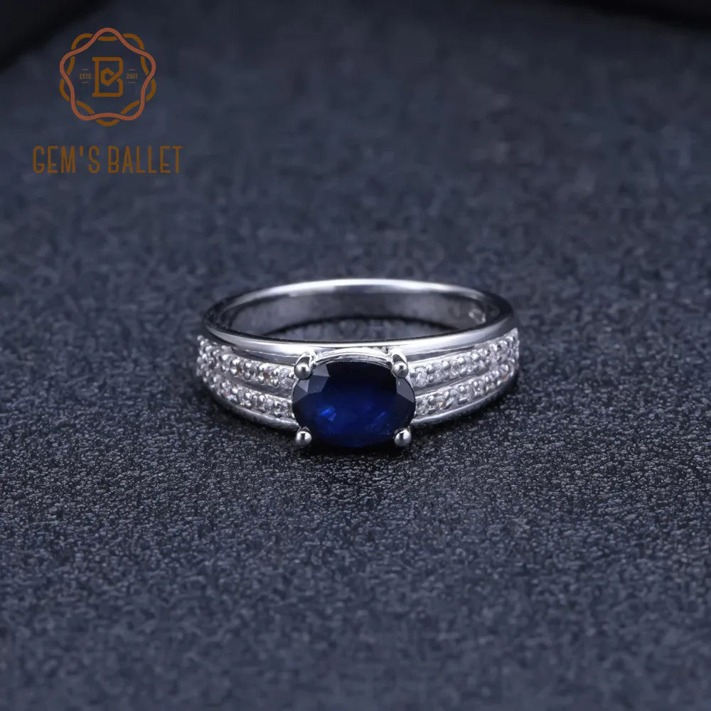 Oval Natural Blue Sapphire Gemstone Ring.