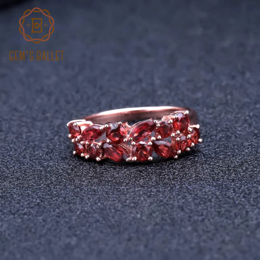 Natural Red Garnet Gemstone Rings for Women.