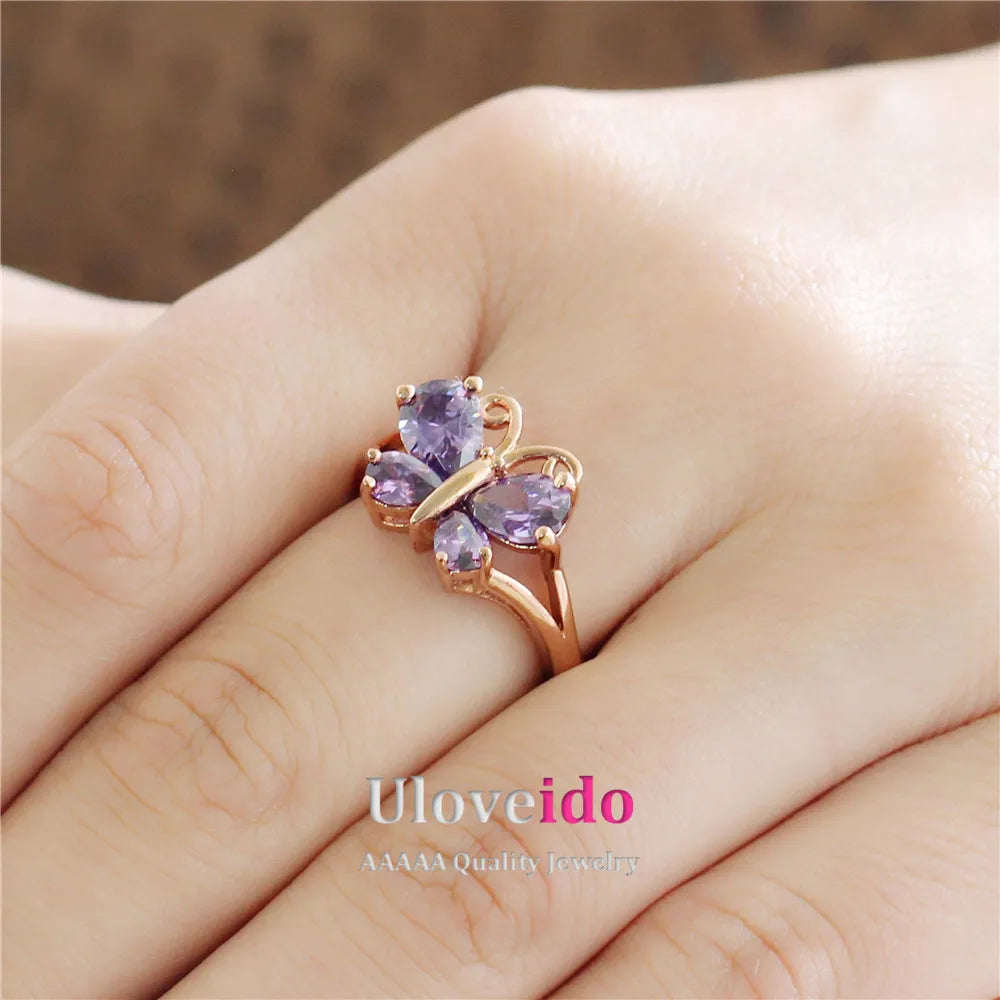 Uloveido Beautiful Butterfly Rings For Women.