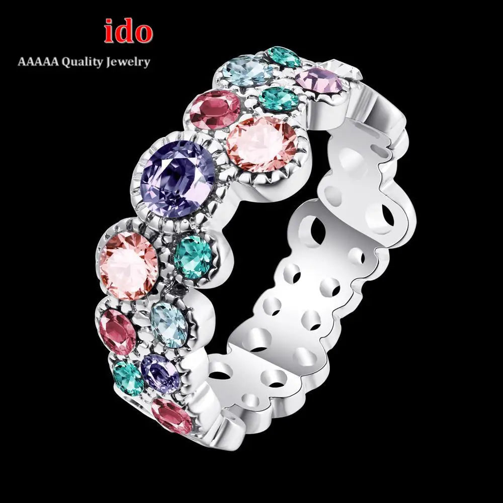 Uloveido  Cubic Zirconia Silver Color Mystic  Ring.