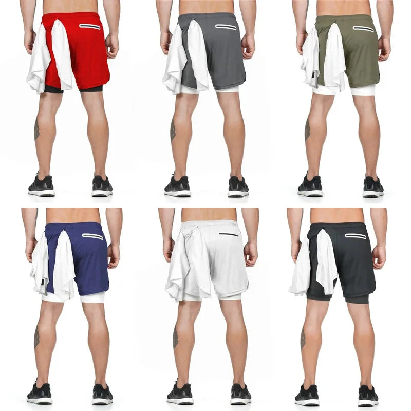 Fitness Workout  2 In 1 Gym Jogging Shorts .