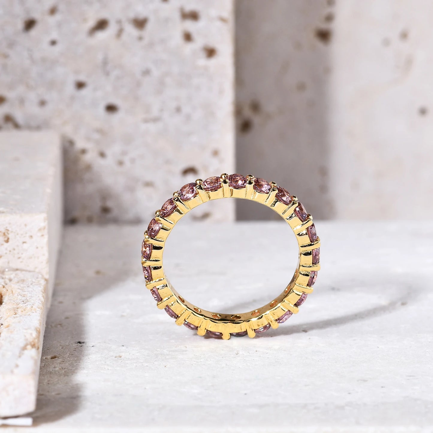 Silver 18K Gold-filled Gemstone Eternity Band.