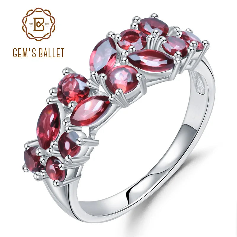 Natural Red Garnet Gemstone Rings for Women.