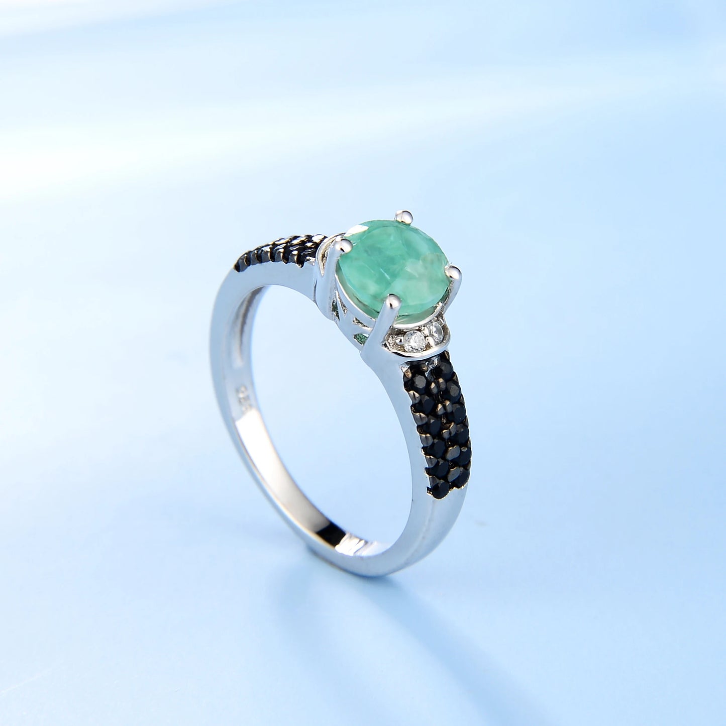 Natural Emerald  Pave Style Ring For Women.