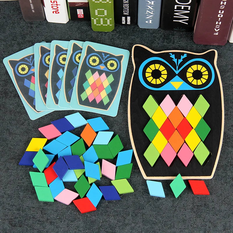 Montessori owl or fish color matching jigsaw boards .