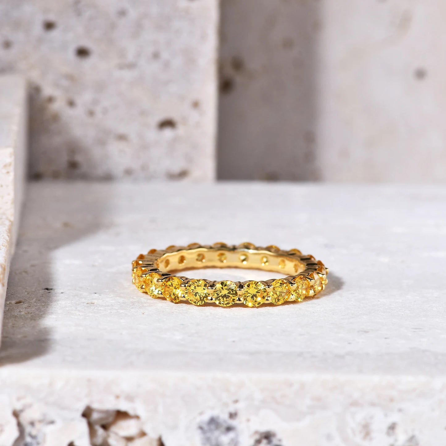 Silver 18K Gold-filled Gemstone Eternity Band.