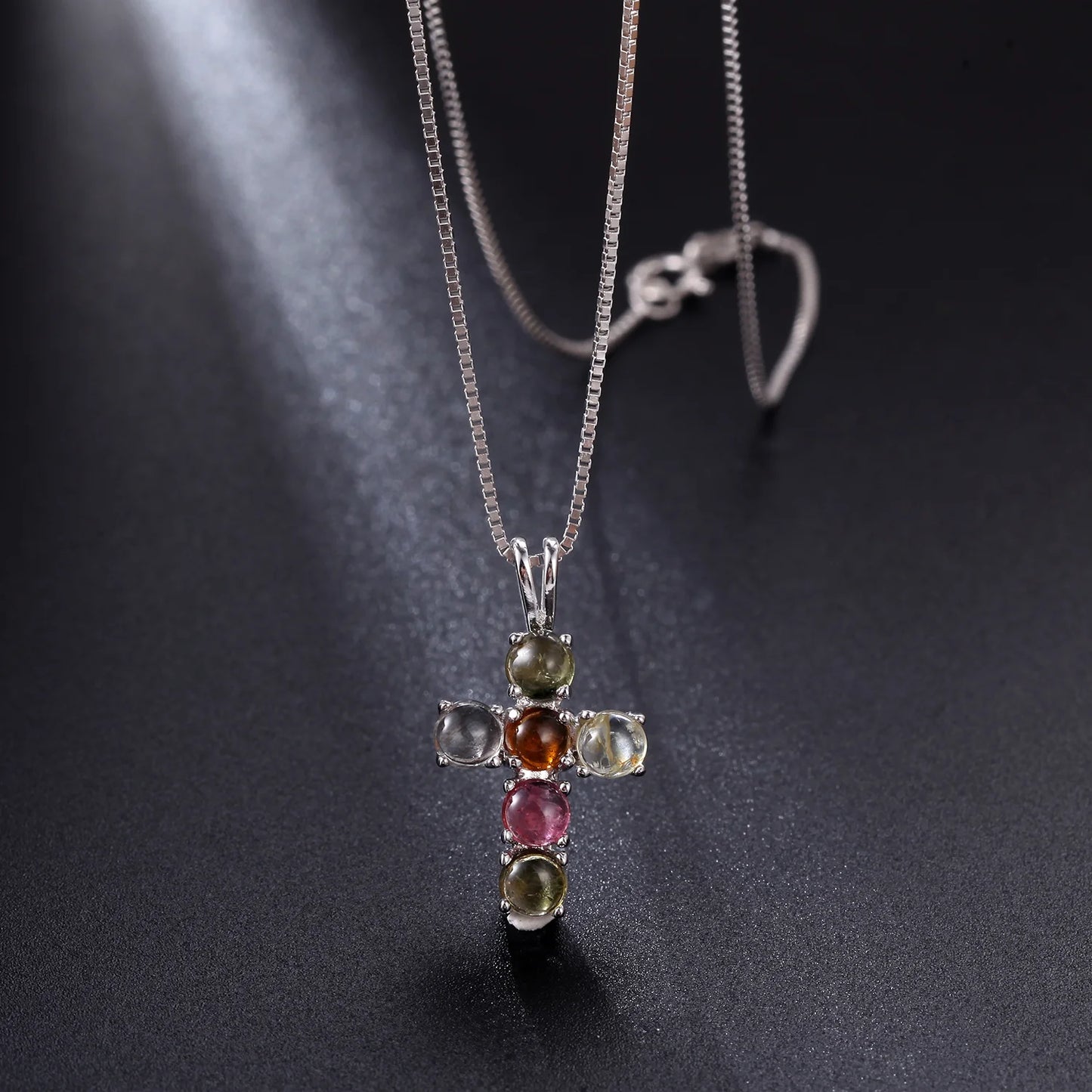 Swiss Blue Topaz  Gemstone Cross Pendant Necklaces for Women .