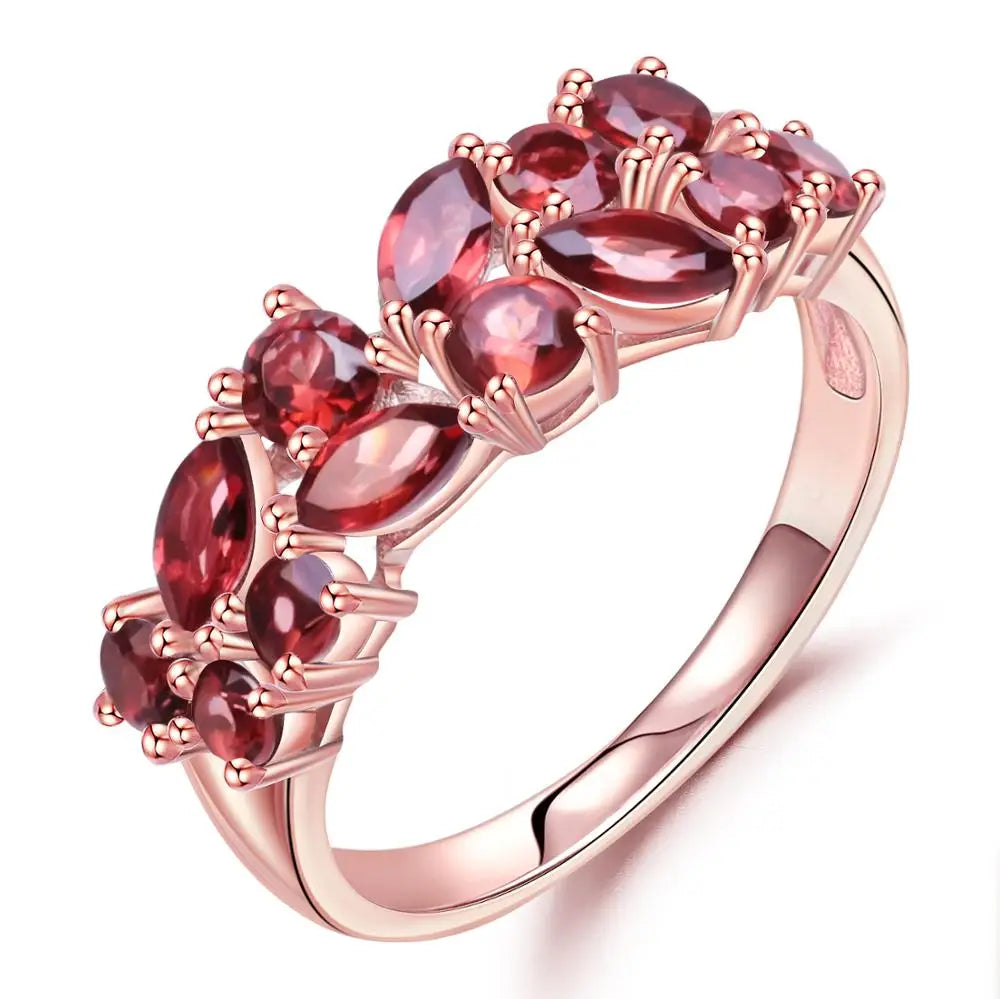 Natural Red Garnet Gemstone Rings for Women.