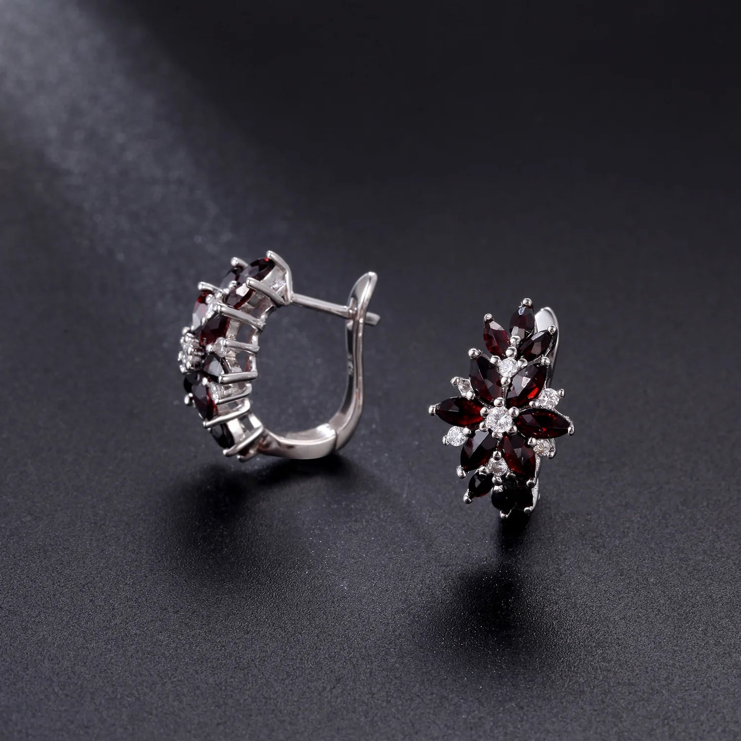 Sterling natural black Garnet  earrings .