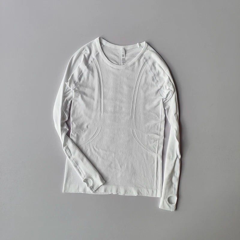 Yoga  Sports  Long Sleeve Tops With  Round Neck For Fitness Workout.