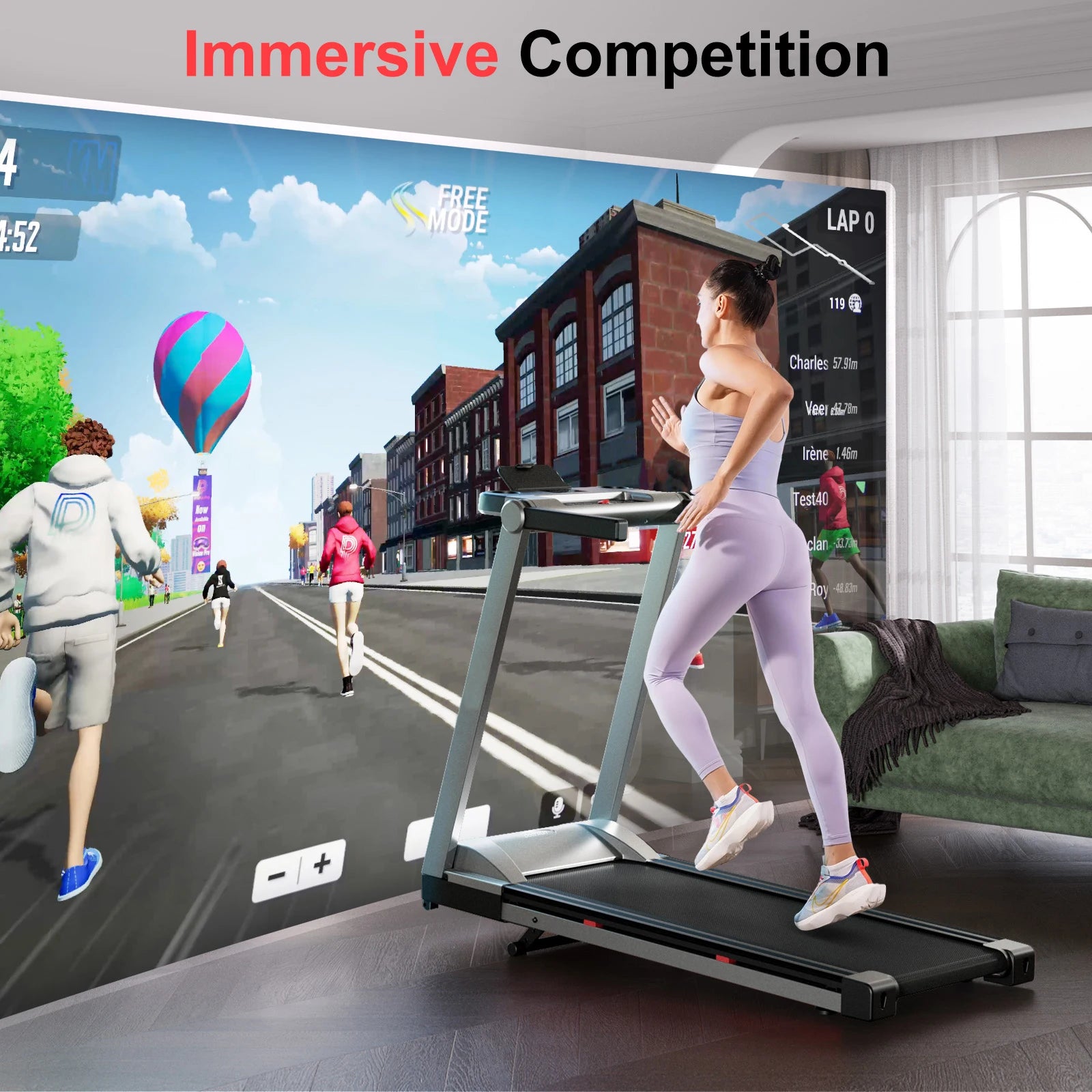 3.5HP Foldable Incline Home Treadmill With Handle Bar Holder
