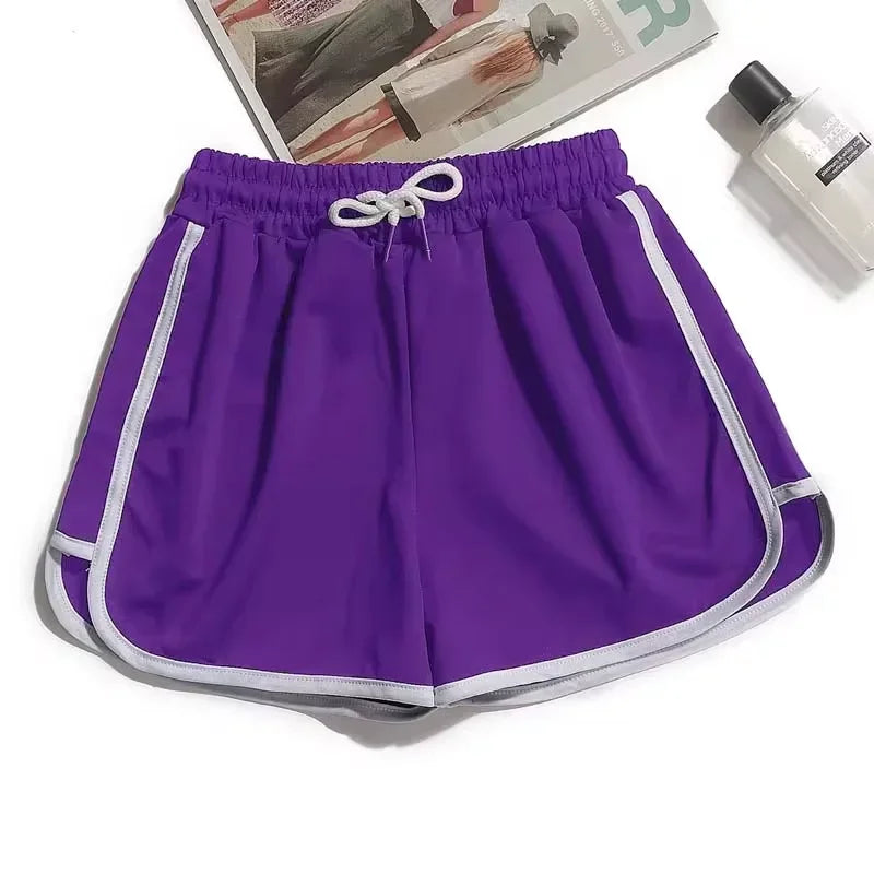 Striped Sports Shorts ,Loose & Wide For Women.