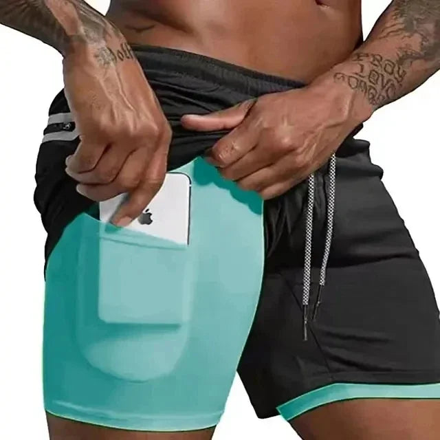 2 In 1 Short Pant Double-deck Training Workout For Men.