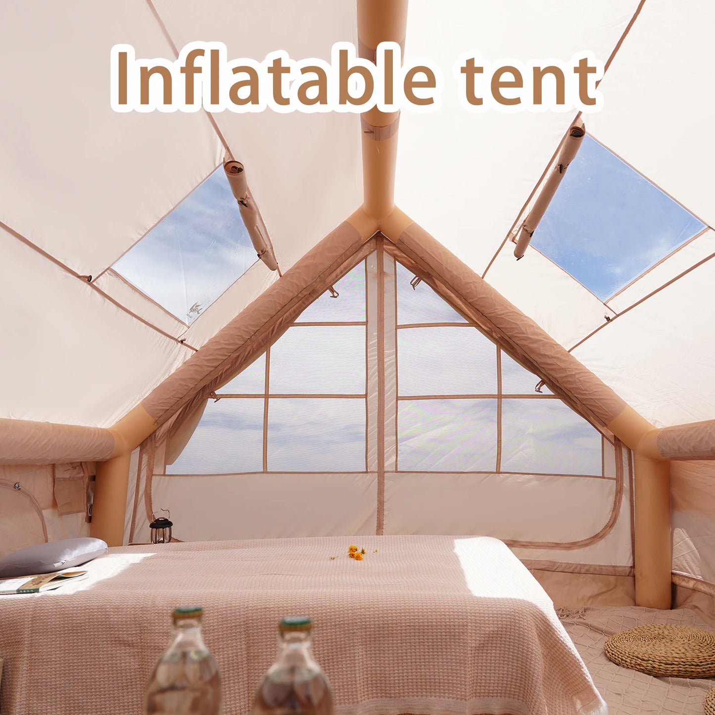 Pakicetus  Waterproof 4-8 Person Inflatable Camping Tent With  Quick-Setup, Air Frame  &  Stove Jack.