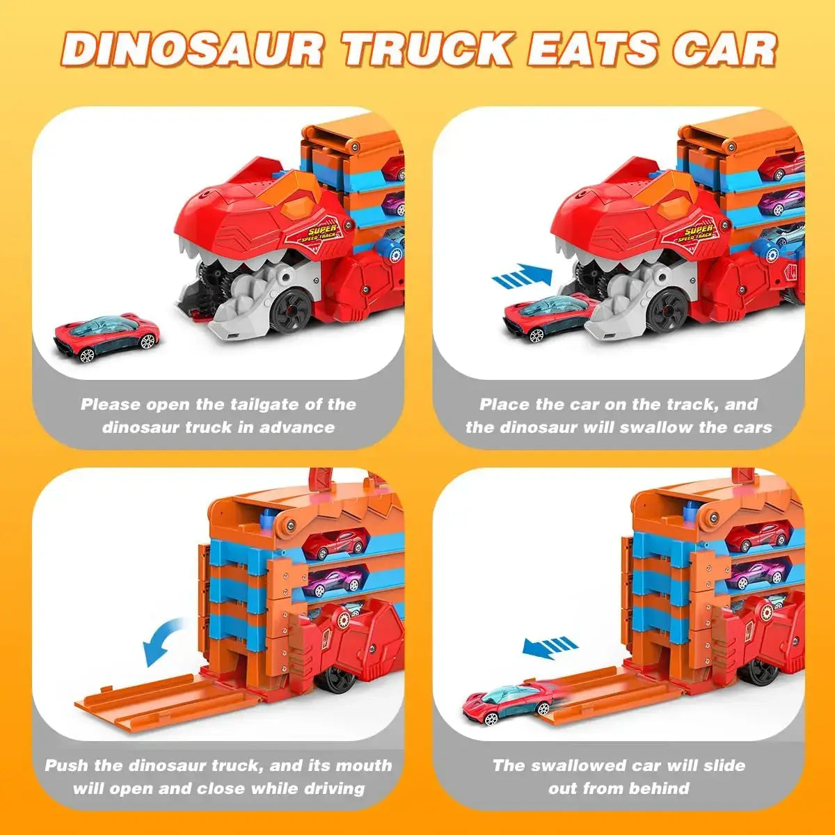 Dinosaur 3-In-1 Transport Truck Car Toys
