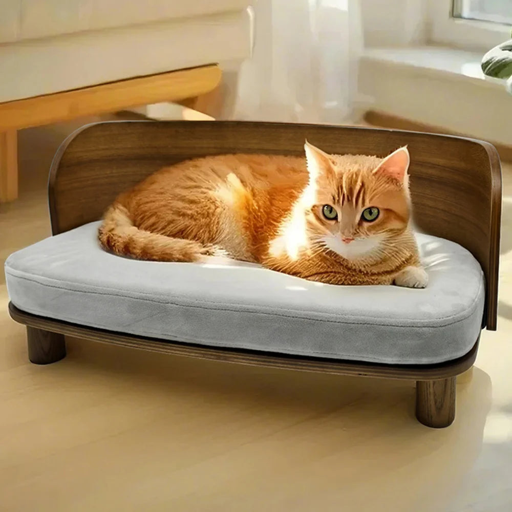 Unique Elevated Wood Sofa with Cushion For Pets.