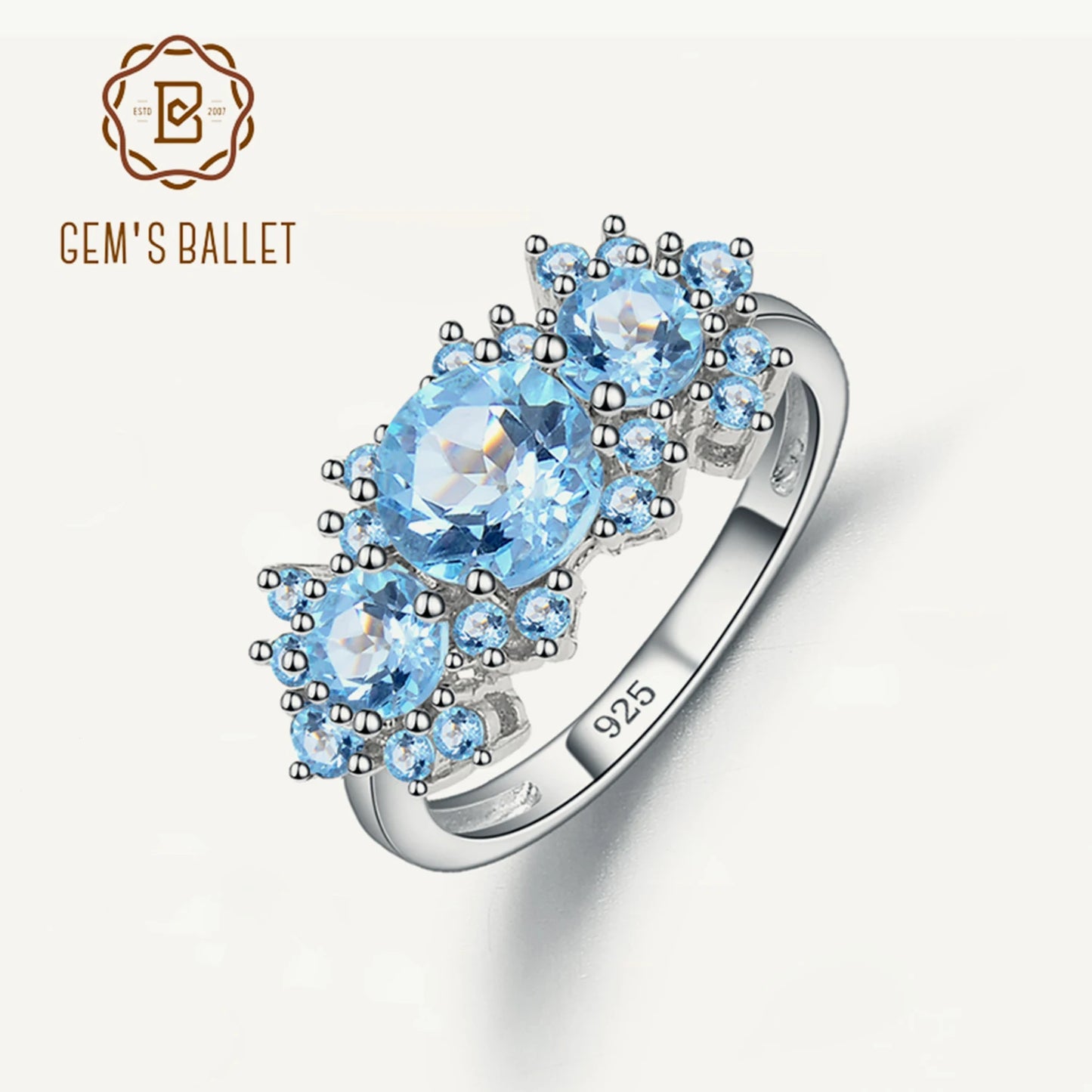 Blue Topaz Emerald Birthstone Rings For Women.