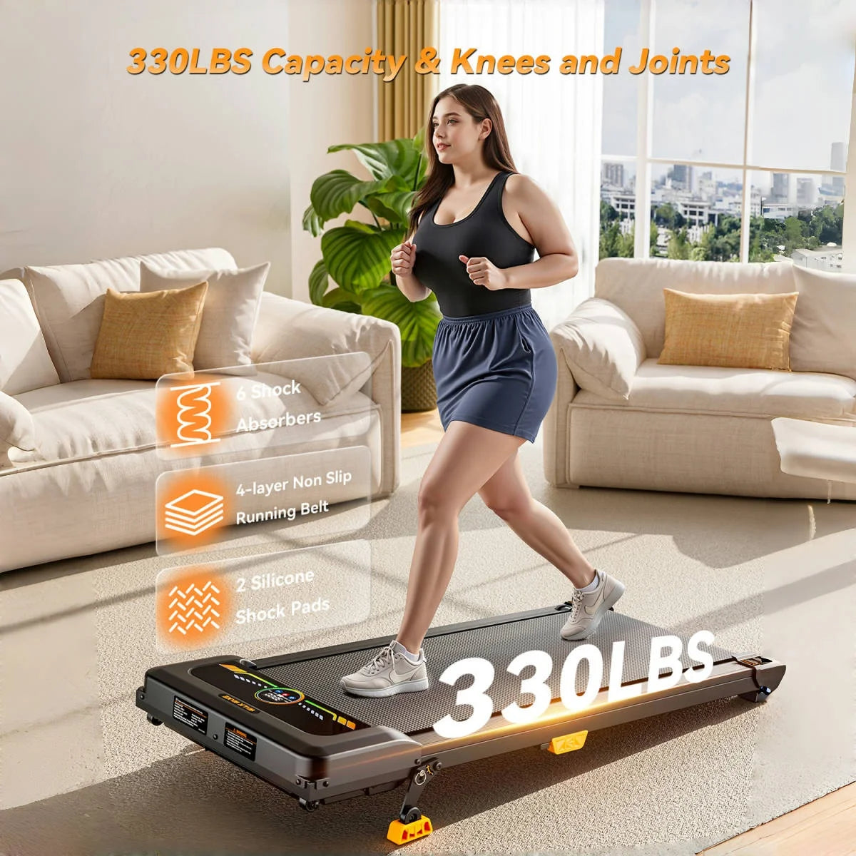 Portable Incline Walking Pad - 330lb Capacity & Remote Control.