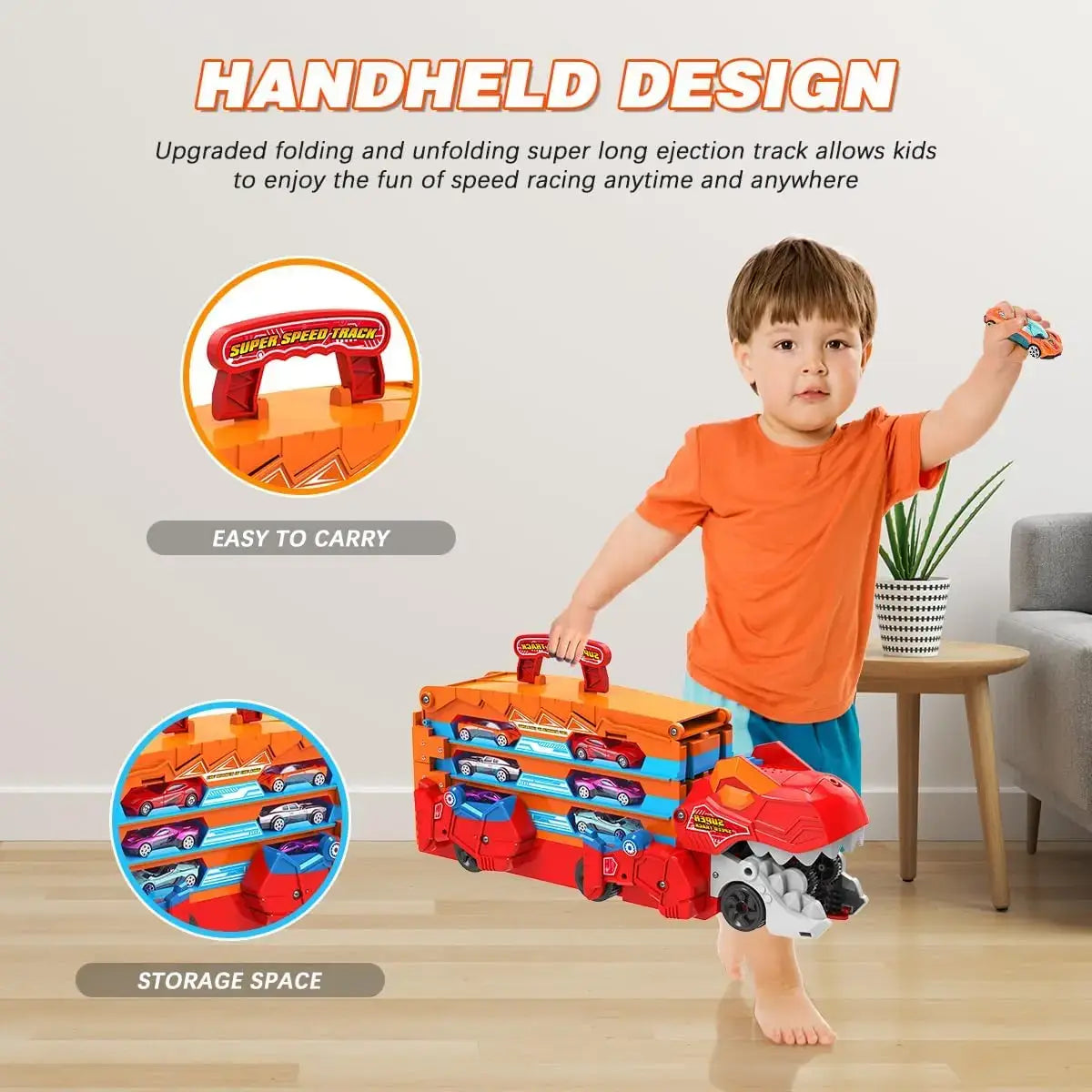 Dinosaur 3-In-1 Transport Truck Car Toys