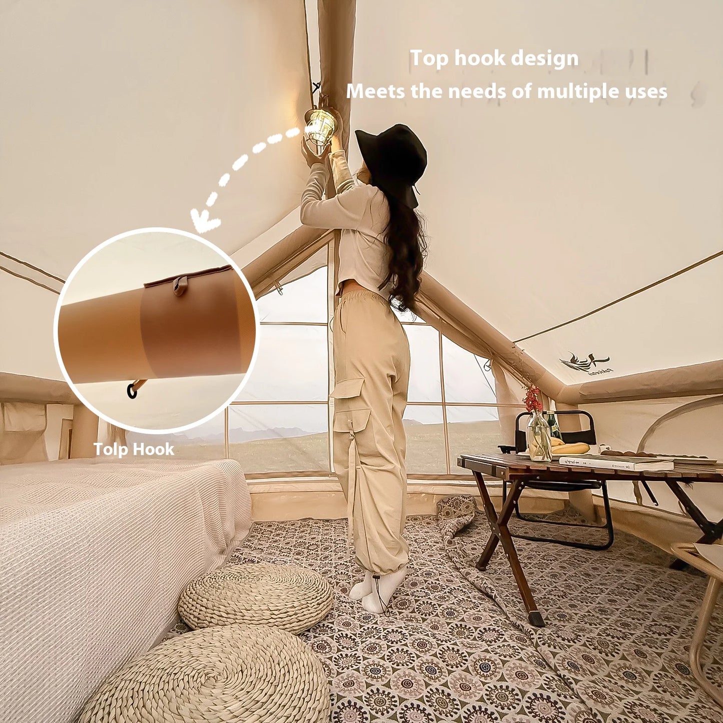 Luxury Inflatable Tents With Stove Plug, 4/6/8 Person For Family Camping.