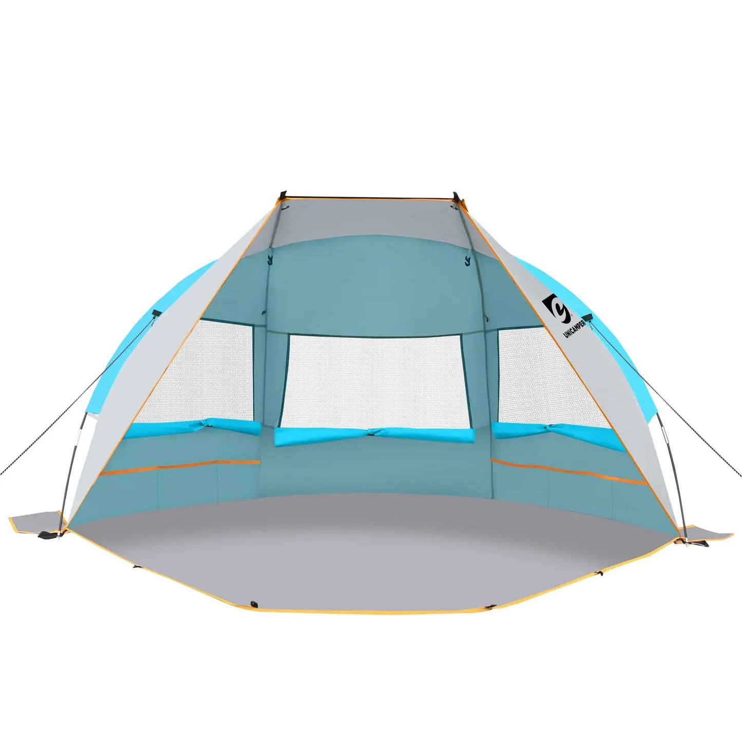Beach Tent 3 Person Sun Shelter UPF 50+ with Extended Waterproof Pe Floor & 3 Windows.