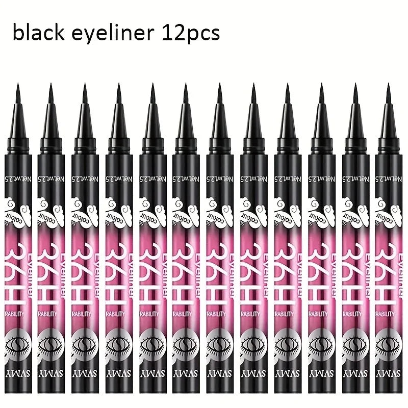 SVMY Long - lasting 12-pack of best-selling black liquid waterproof eyeliners.