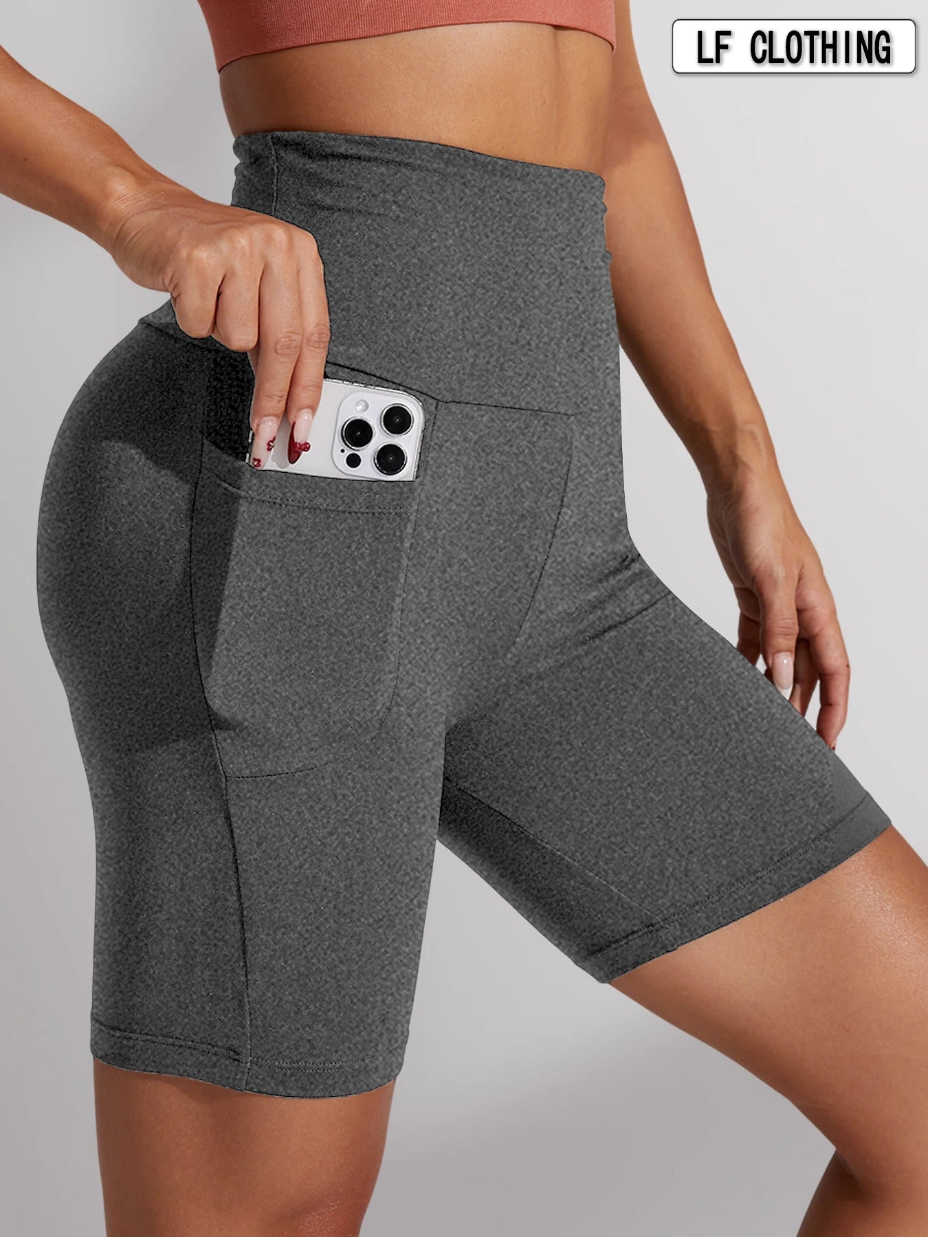 High Waisted Biker Shorts  With Pockets For Women.