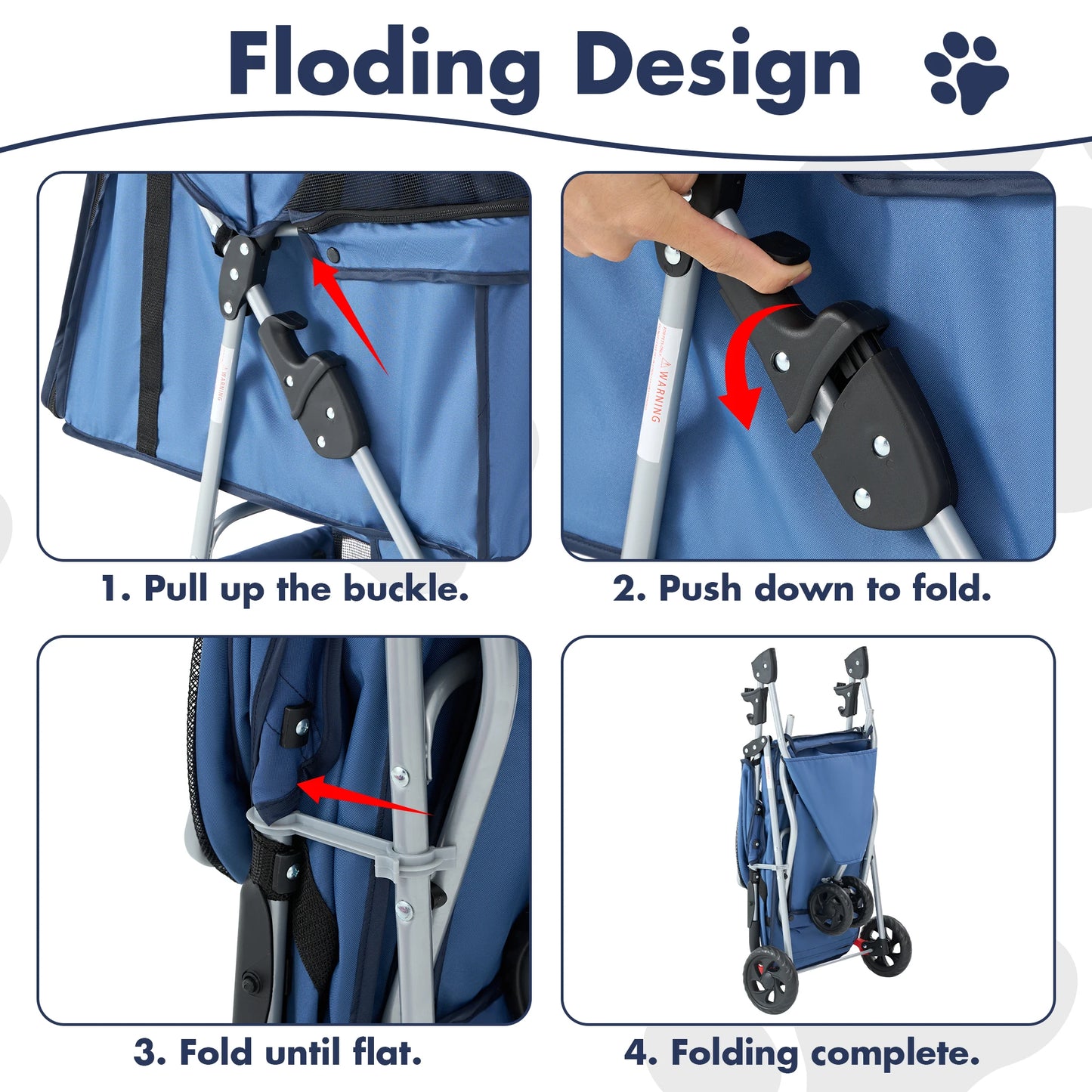 JHK 3 Wheels Foldable Pet Stroller for Small Dogs and Cats.