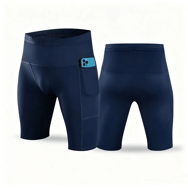 GENDAWAY Men's Compression Marathon Running Shorts with Waist Pack.
