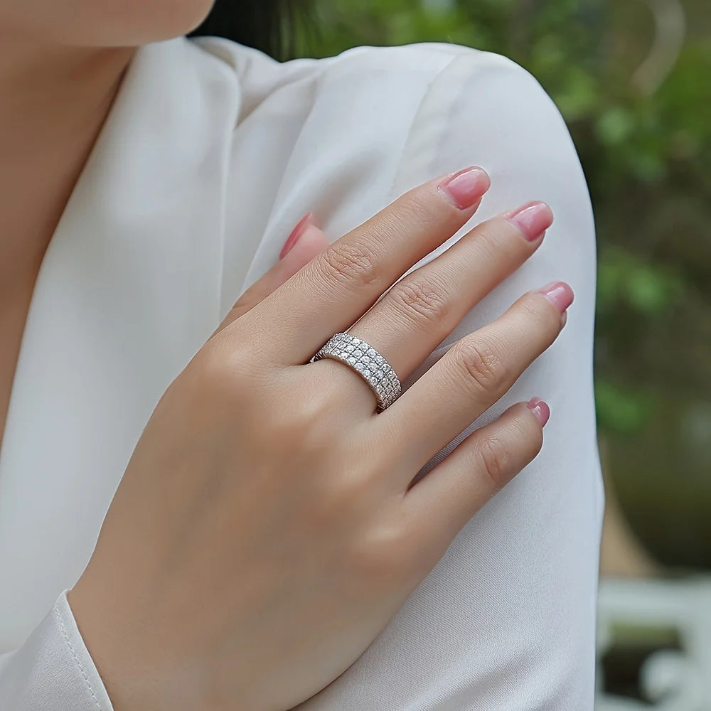 Elegant Moissanite Eternal 925 Sterling Silver Ring .