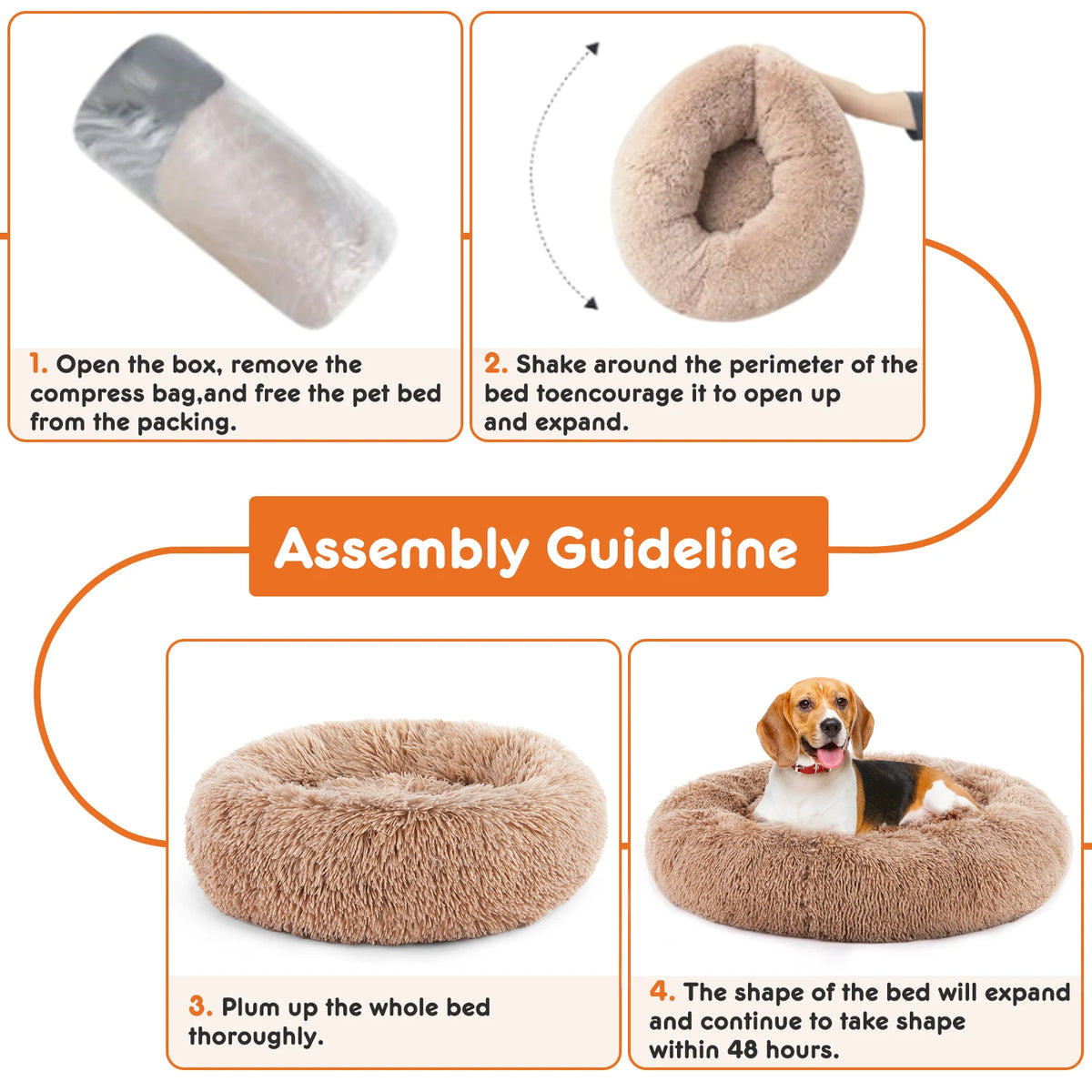 Washable JHK Calming Dog Bed for Medium to Large Dogs.