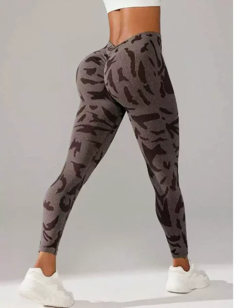 Camouflage V Back Gym Leggings For Women.