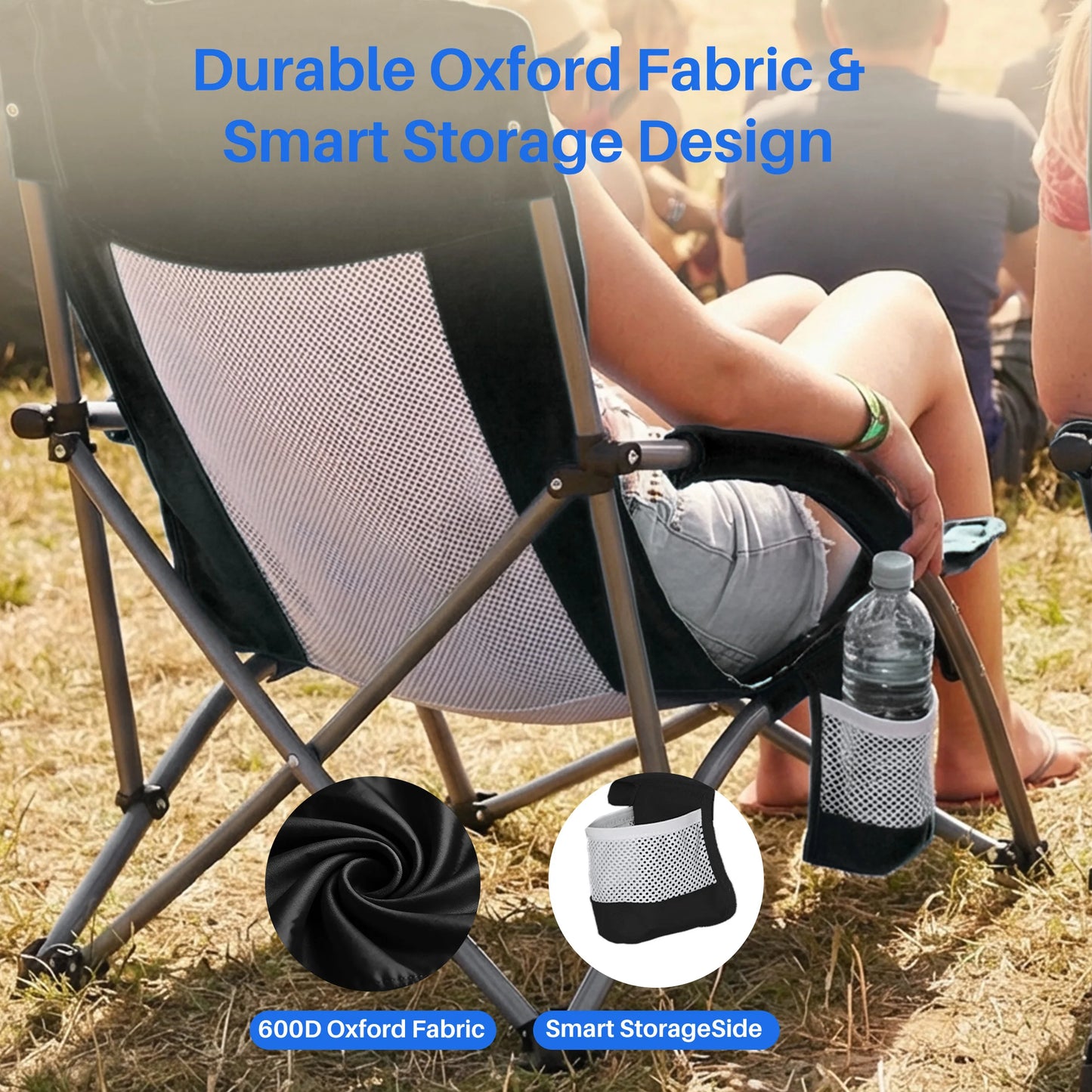 JHK Portable Lightweight Low Camping & Beach Chair.