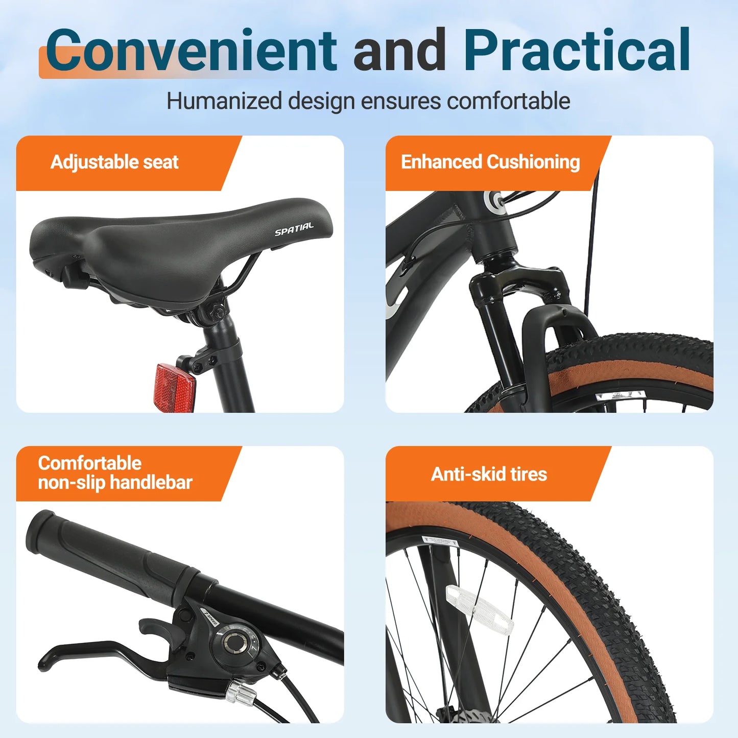 SPATIAL 29 Inch Mountain Bike  With 21 Speed  & Aluminum Frame  With Dual Disc Brakes For Men  & Women.