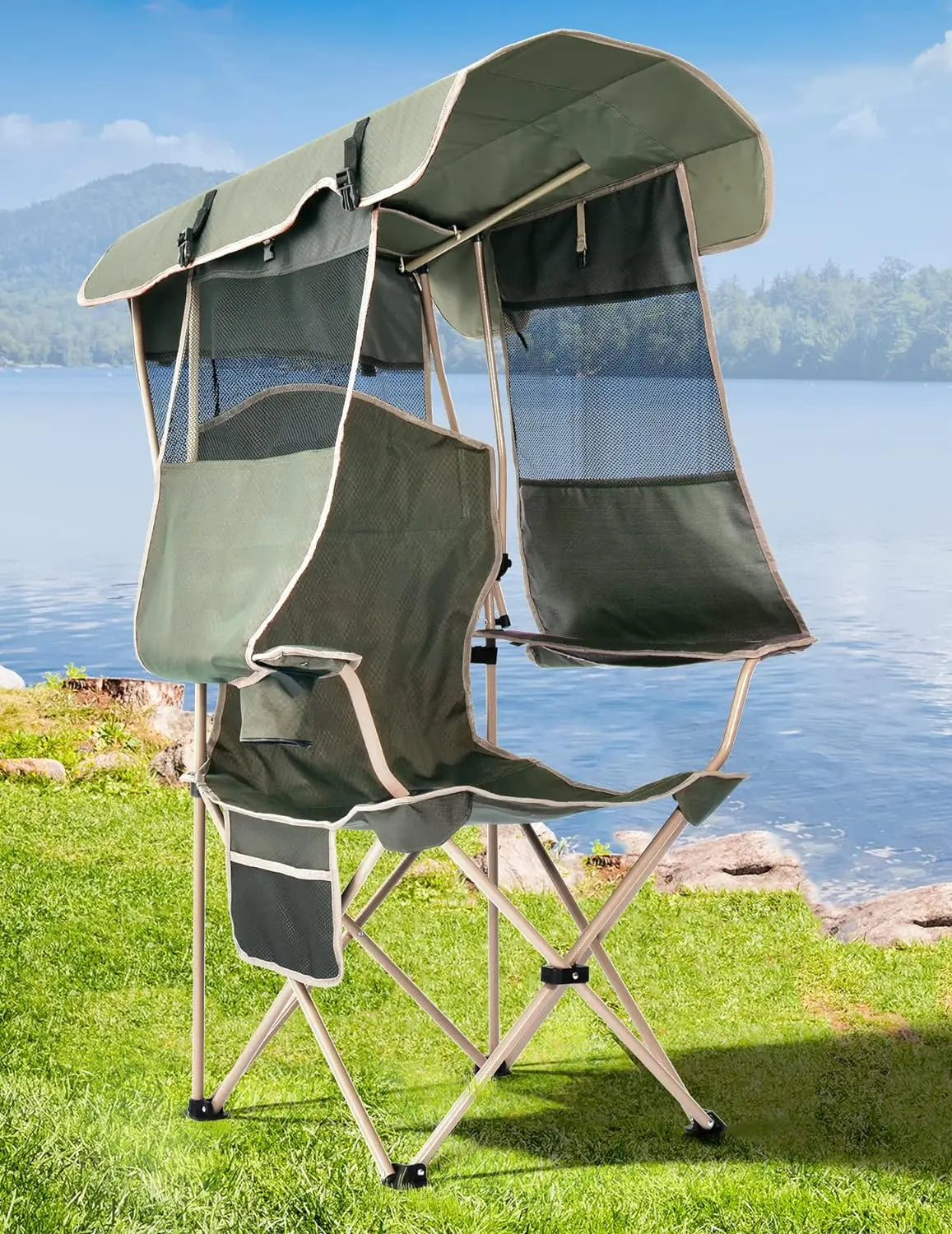 Folding Camping Chair with Shade Canopy for Adults.