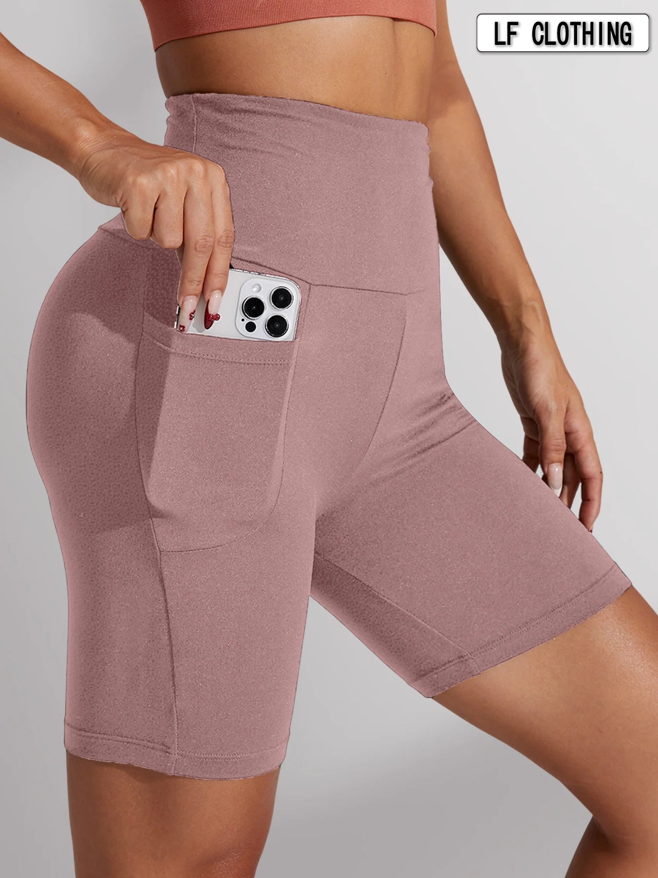 High Waisted Biker Shorts  With Pockets For Women.