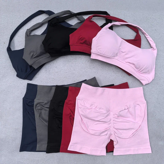 Yoga Set Outfits, Shorts and Sports Bra.