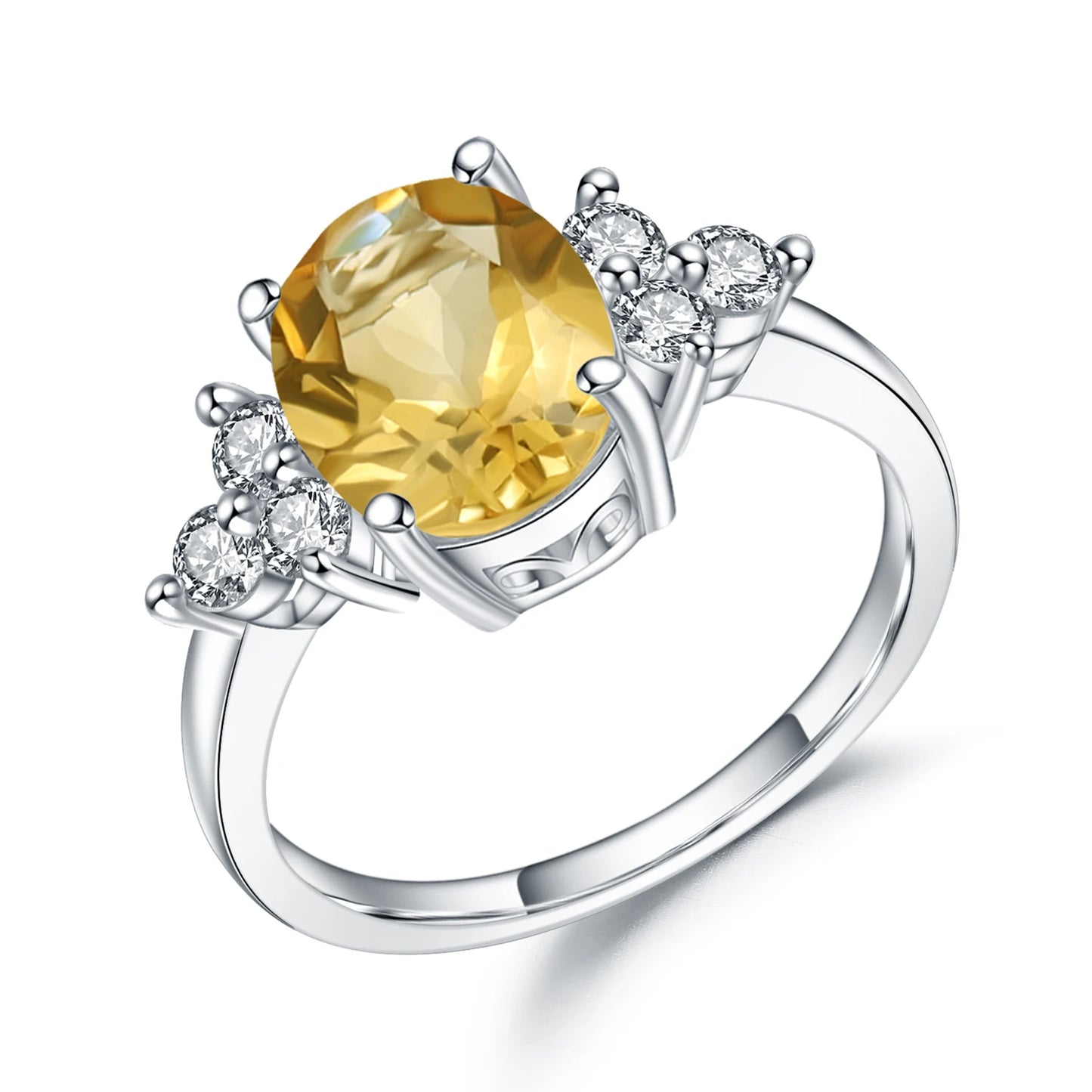 GEM'S BALLET Classic Oval 2.60Ct Natural Citrine Rings For Women .