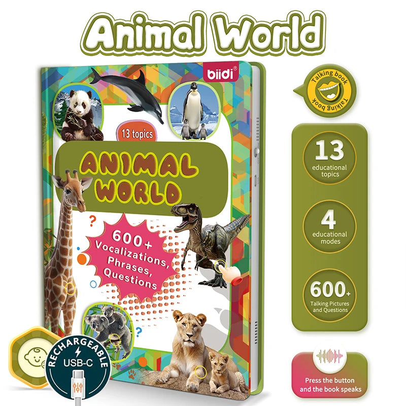 Biidi English Animal  Interactive Audio Sound Book  For Kids.