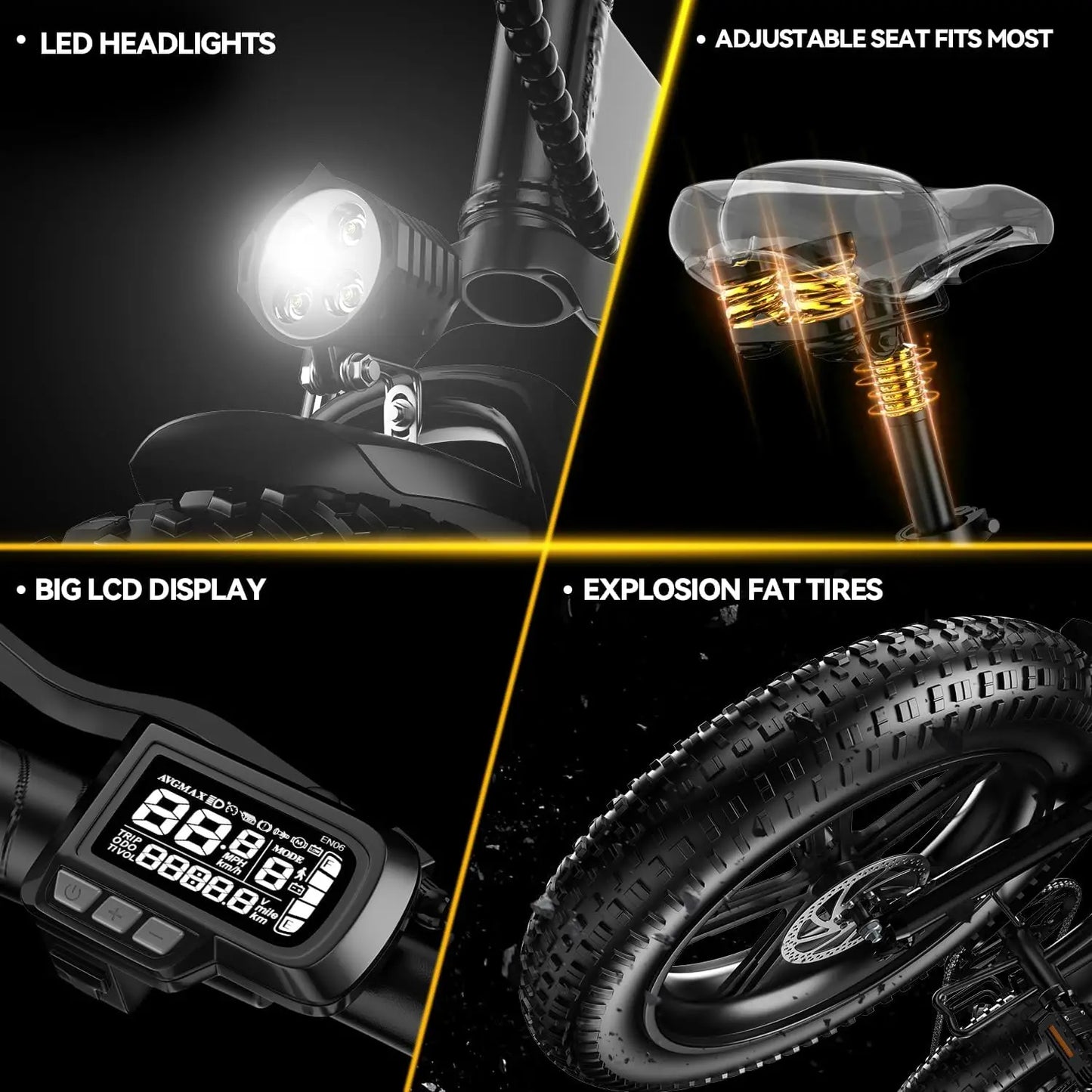 CYBERVELO 1000W Ebike For Adults With Removable Battery & 80 Miles Max Range.