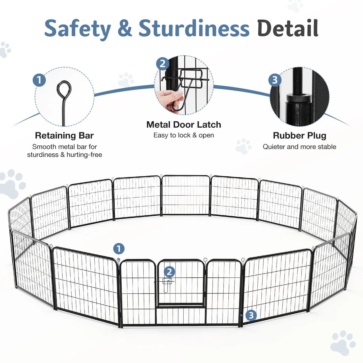 Outdoor JHK 16 Panels Dog Playpen For  Pets.